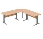 Werkpost Altys met hoek en bijzet L 220 x D 220 cm metalen onderstel