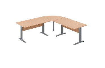 Werkpost Altys met hoek en bijzet L 220 x D 220 cm metalen onderstel