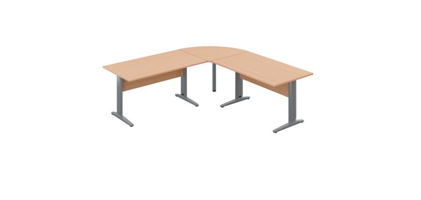 Werkpost Altys met hoek en bijzet L 220 x D 220 cm metalen onderstel