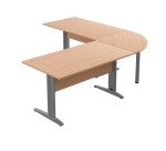 Werkpost Altys met hoek en bijzet L 220 x D 220 cm metalen onderstel