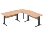 Bureau O-Line 2 avec angle et retour L 220 x P 220 cm piètement métal