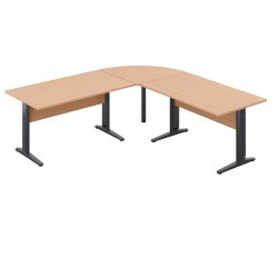 Bureau altys avec angle et retour L 220 x P 220 cm piètement métal