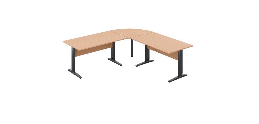 Werkpost Altys met hoek en bijzet L 220 x D 220 cm metalen onderstel
