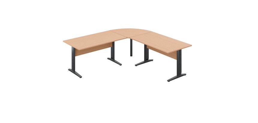 Bureau O-Line 2 avec angle et retour L 220 x P 220 cm piètement métal