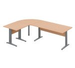 Werkpost Altys met hoek en bijzet L 240 x D 160 cm metalen onderstel