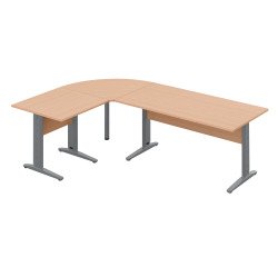 Bureau O-Line 2 avec angle et retour L 240 x P 160 cm piètement metal
