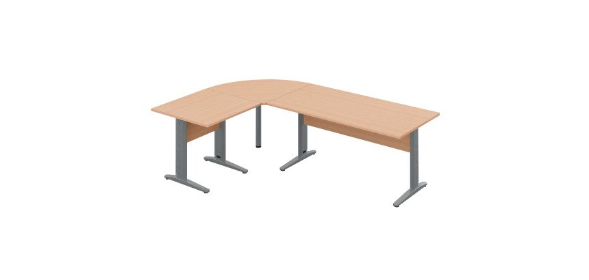 Werkpost Altys met hoek en bijzet L 240 x D 160 cm metalen onderstel