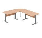 Bureau O-Line 2 avec angle et retour L 220 x P 200 cm piètement métal