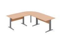 Bureau altys avec angle et retour L 220 x P 200 cm piètement métal