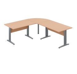 Bureau O-Line 2 avec angle et retour L 220 x P 200 cm piètement métal