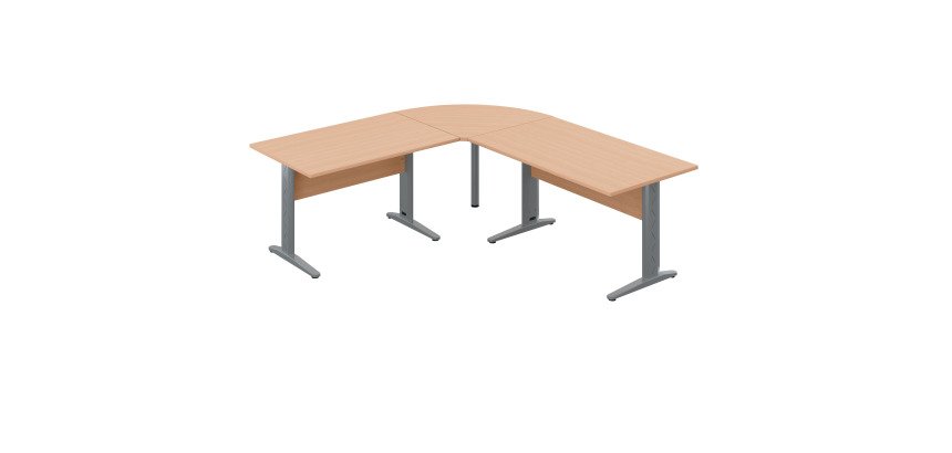 Bureau O-Line 2 avec angle et retour L 220 x P 200 cm piètement métal