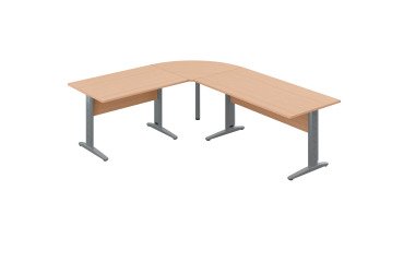 Büro Altys mit Ecke und Rückkehr L 240 x T 200 cm, Metallgestell