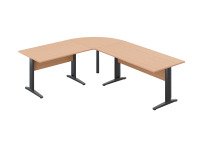 Desk altys with corner and return L 240 x D 200 cm metal legs