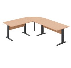 Desk altys with corner and return L 240 x D 200 cm metal legs