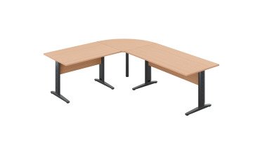 Werkpost Altys met hoek en bijzet L 240 x D 200 cm metalen onderstel