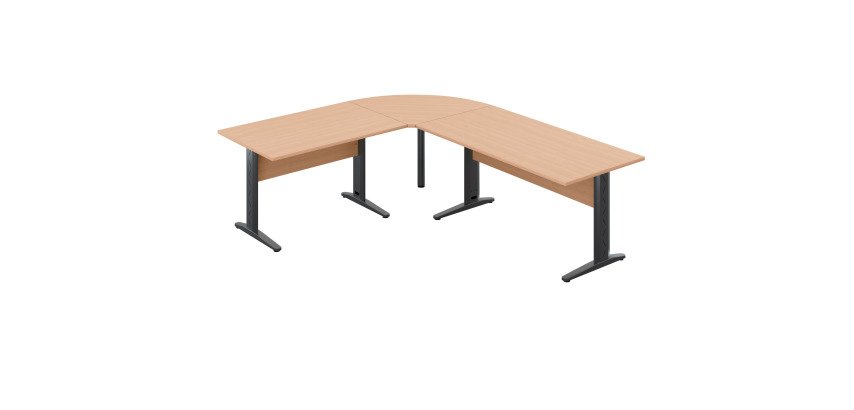 Desk altys with corner and return L 240 x D 200 cm metal legs