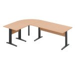 Bureau O-Line 2 avec angle et retour L 240 x P 160 cm piètement metal