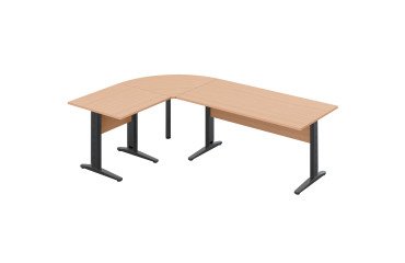 Werkpost Altys met hoek en bijzet L 240 x D 160 cm metalen onderstel