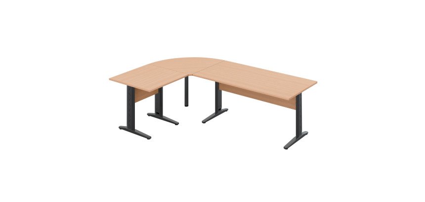 Bureau O-Line 2 avec angle et retour L 240 x P 160 cm piètement metal