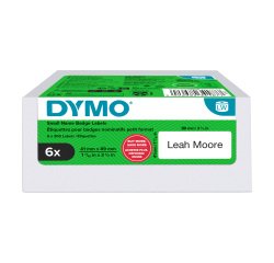 Étiquettes pour badges nominatifs 41 mm x 89 mm DYMO LabelWriter - Rouleau de 300 étiquettes - Boîte de 6 rouleaux