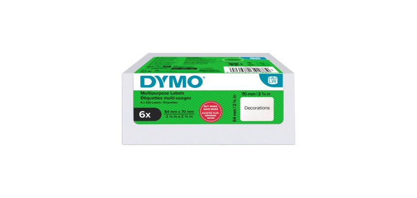 Étiquettes 54 mm x 70 mm DYMO LabelWriter - Rouleau de 320 étiquettes - Boîte de 6 rouleaux