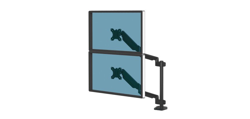 Vertical dual monitor arm with 2 USB ports Fellowes Platinum Series