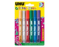 Colle pailletée Glitter Glue UHU couleurs Original - Etui de 6