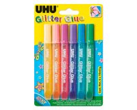 Colle pailletée Glitter Glue UHU couleurs Shiny - Etui de 6