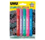 Colle pailletée Glitter Glue UHU couleurs Metallic - Etui de 5