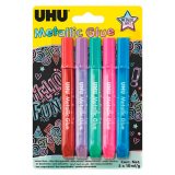 Colle pailletée Glitter Glue UHU couleurs Metallic - Etui de 5
