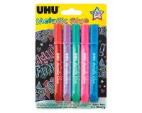 Colle pailletée Glitter Glue UHU couleurs Metallic - Etui de 5
