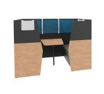 Alcove acoustique - cabine de confidentialite Silencia 6 places L 210 x H 150 x P 170 cm avec table et support écran