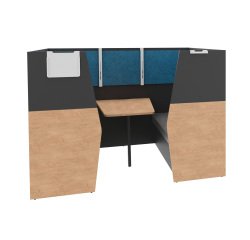 Alcove acoustique - cabine de confidentialite Silencia 6 places L 210 x H 150 x P 170 cm avec table et support écran