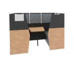 Alcove acoustique - cabine de confidentialite Silencia 6 places L 210 x H 150 x P 170 cm avec table et support écran