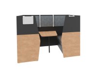 Alcove acoustique - cabine de confidentialite silencia 6 places l 210 x h 150 x p 170 cm avec table, support ecran et accessoire gris