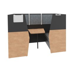 Alcove acoustique - cabine de confidentialite Silencia 6 places L 210 x H 150 x P 170 cm avec table et support écran