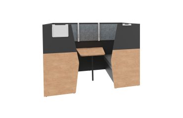 Alcove acoustique - cabine de confidentialite Silencia 6 places L 210 x H 150 x P 170 cm avec table et support écran