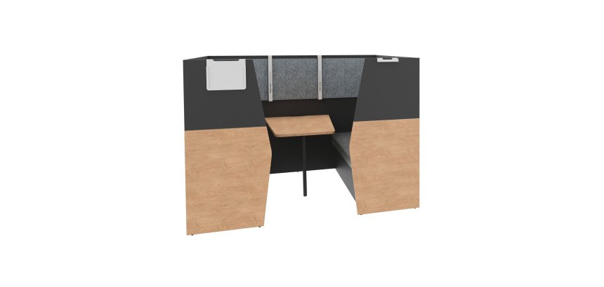Alcove acoustique - cabine de confidentialite Silencia 6 places L 210 x H 150 x P 170 cm avec table et support écran