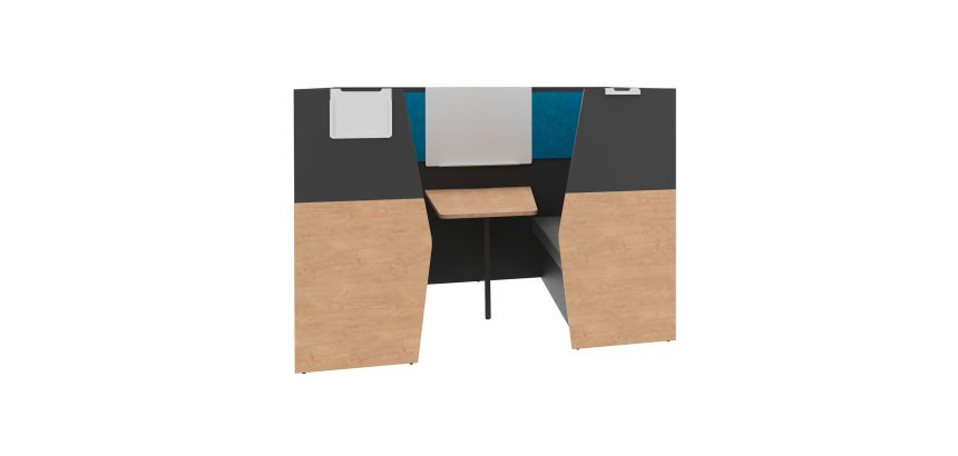 Alcove acoustique - cabine de confidentialite Silencia 6 places L 210 x H 150 x P 170 cm avec table et tableau blanc