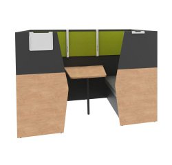 Alcove acoustique - cabine de confidentialite Silencia 6 places L 210 x H 150 x P 170 cm avec table et support écran
