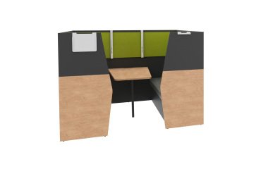 Alcove acoustique - cabine de confidentialite Silencia 6 places L 210 x H 150 x P 170 cm avec table et support écran
