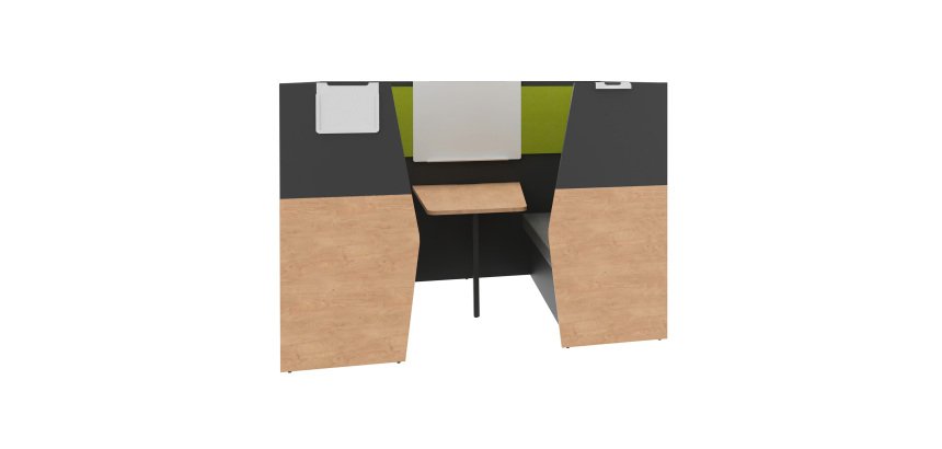 Alcove acoustique - cabine de confidentialite Silencia 6 places L 210 x H 150 x P 170 cm avec table et tableau blanc