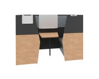 Alcove acoustique - cabine de confidentialite silencia 6 places l 210 x h 150 x p 170 cm avec table, tableau blanc et accessoire gris
