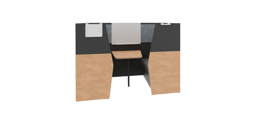 Alcove acoustique - cabine de confidentialite Silencia 6 places L 210 x H 150 x P 170 cm avec table et tableau blanc