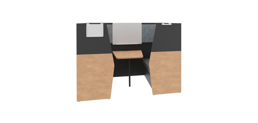 Acoustic alcove - Silencia privacy booth for 6 people L 210 x H 150 x D 170 cm with table and whiteboard