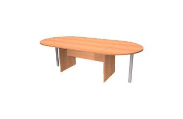 Oval meeting table with panel legs and metal support legs