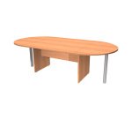 Oval meeting table with panel legs and metal support legs