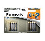 Pack 8 pilas alcalinas LR03 AAA 6+2 GRATIS Everyday Power Panasonic