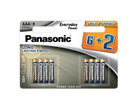 Pack 8 pilas alcalinas LR03 AAA 6+2 GRATIS Everyday Power Panasonic