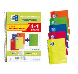 Cuadernos Write&erase tapa dura Fº 80 hojas 4x4 colores vivos Oxford - Pack 4 + 1 GRATIS